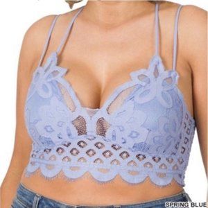 Plus Size Bralettes in Blue With Bra Pads sz 1X, 2X, 3X